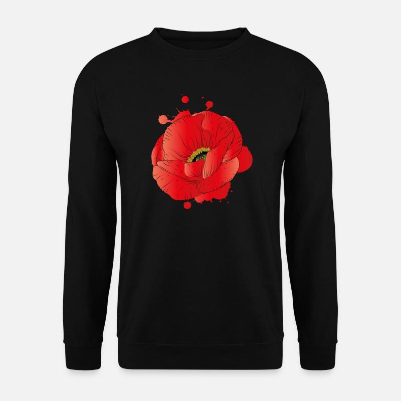 große Blüte eines Klatschmohns als Graffiti - Unisex Pullover - Schwarz