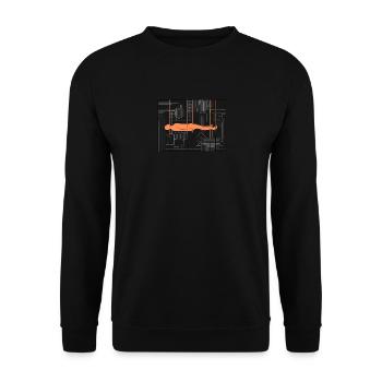 Figure humaine abstraite sur décor industriel - Sweat-shirt Unisexe - noir - Devant - Alina (178cm) & Michal (187cm)