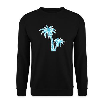 Tropic Wave Abstraktes Palmendesign - Unisex Pullover - Schwarz - Vorne - Alina (178cm) & Michal (187cm)