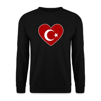 Heart as a Turkish flag - Unisex Sweatshirt - black - Front - Alina (178cm) & Michal (187cm)