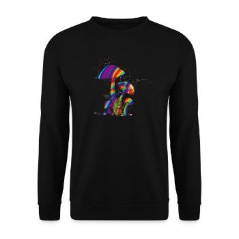 Bunte Fantasie Pilze aus fluoreszierende Farbe - Unisex Pullover - Schwarz - Vorne - Alina (178cm) & Michal (187cm)