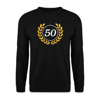 50.Geburtstag,Jubiläum,50 Jahre,Lorbeerkranz (25) - Unisex Pullover - Schwarz - Vorne - Alina (178cm) & Michal (187cm)
