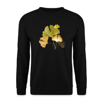 Feuilles élégantes de ginkgo doré et vert - Sweat-shirt Unisexe - noir - Devant - Alina (178cm) & Michal (187cm)