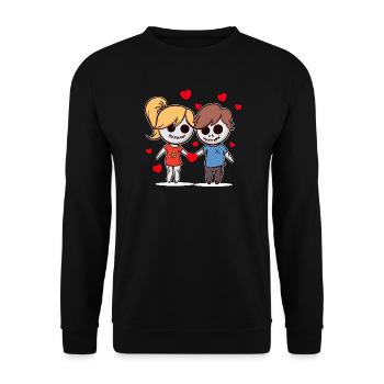 Zombie romance amour couple couple dans l'amour coeur - Sweat-shirt Unisexe - noir - Devant - Alina (178cm) & Michal (187cm)