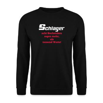 Schlager Party , Schlager Musik , Schlager Worte - Unisex Pullover - Schwarz - Vorne - Alina (178cm) & Michal (187cm)