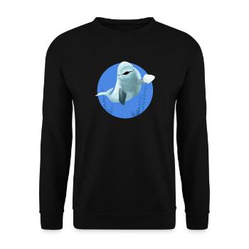 Beluga cheerful in blue circle - Unisex Sweatshirt - black - Front - Alina (178cm) & Michal (187cm)