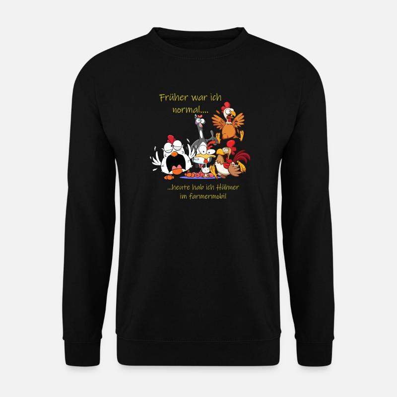 Früher war ich normal ---- Hühnershirt - Unisex Pullover - Schwarz