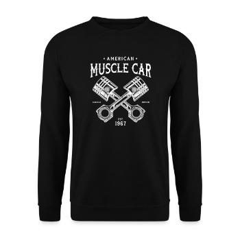 Muscle car American Muscle Classic v8 - Unisex Pullover - Schwarz - Vorne - Alina (178cm) & Michal (187cm)