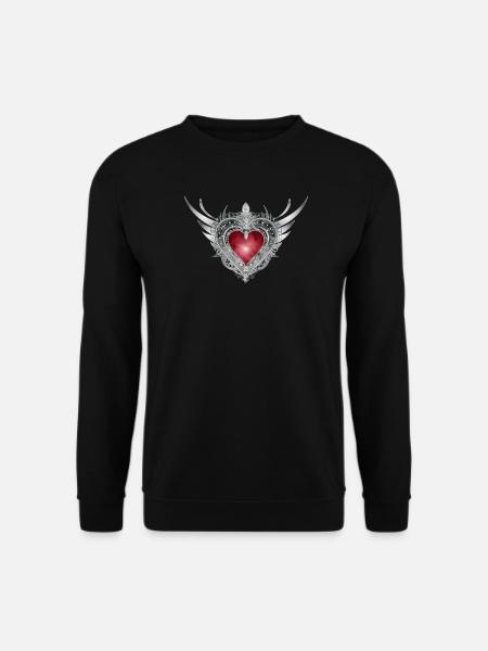 himmlisches Trachten Herz mit silbernen Flügel - Unisex Pullover - Schwarz
