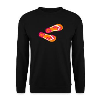 Babouches Hibiscus Tongs Vacances d’été Fun - Sweat-shirt Unisexe - noir - Devant - Alina (178cm) & Michal (187cm)