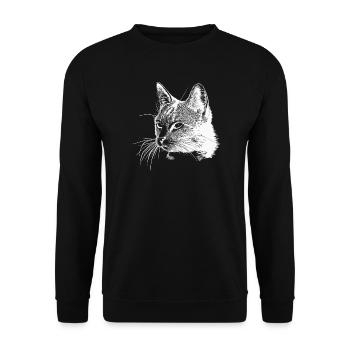 Katzenkopf - Weiß - Unisex Pullover - Schwarz - Vorne - Alina (178cm) & Michal (187cm)