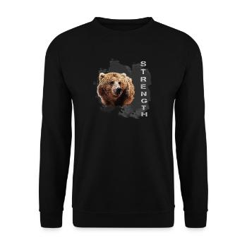 strength, charakter, kodiak bär - Unisex Pullover - Schwarz - Vorne - Alina (178cm) & Michal (187cm)
