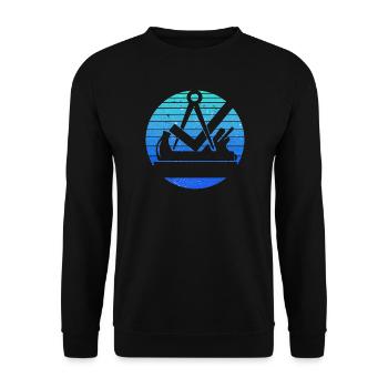 Retro Vintage Tischler Schreiner Handwerker Blau - Unisex Pullover - Schwarz - Vorne - Alina (178cm) & Michal (187cm)