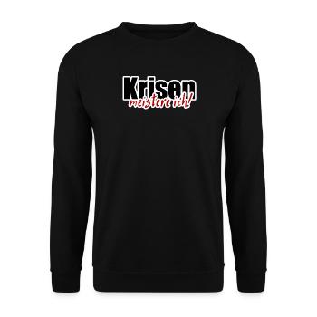 Krise Meister Opftimist Spruch Motivation - Unisex Pullover - Schwarz - Vorne - Alina (178cm) & Michal (187cm)