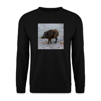 Wildschwein Jäger Förster jagen Wald Geschenk - Unisex Pullover - Schwarz - Vorne - Alina (178cm) & Michal (187cm)