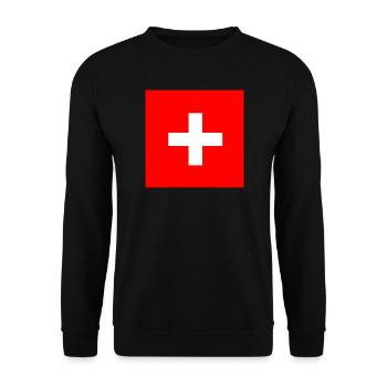 Schweiz Schweizer Fahne Flagge Geschenk - Unisex Pullover - Schwarz - Vorne - Alina (178cm) & Michal (187cm)
