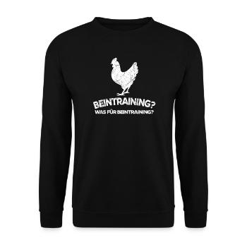 Beintraining Muskelaufbau Fitnessstudio Spruch Gym - Unisex Pullover - Schwarz - Vorne - Alina (178cm) & Michal (187cm)