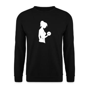Dumbbell workout bodybuilding gym workout - Unisex Sweatshirt - black - Front - Alina (178cm) & Michal (187cm)