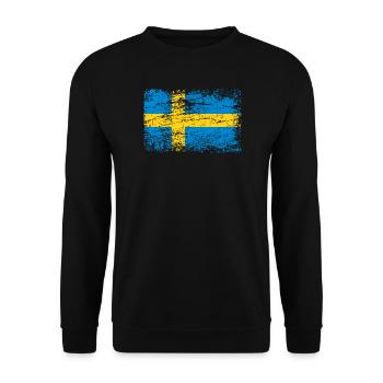 Schwedische Flagge im Vintage-Style - Unisex Pullover - Schwarz - Vorne - Alina (178cm) & Michal (187cm)