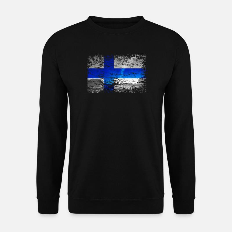 Finnland mit Nordlicht im Vintage-Style - Unisex Pullover - Schwarz