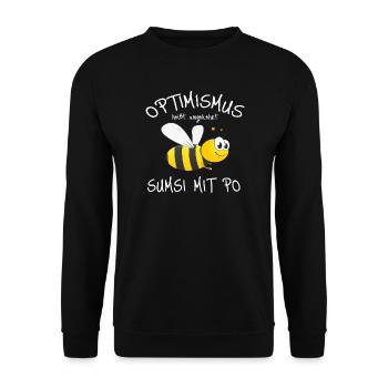 Optimistischer Bienen-Charme - Unisex Pullover - Schwarz - Vorne - Alina (178cm) & Michal (187cm)