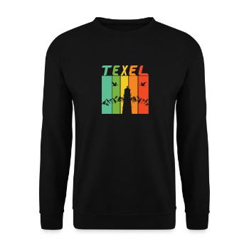 Texel Leuchtturm Design / Geschenk - Unisex Pullover - Schwarz - Vorne - Alina (178cm) & Michal (187cm)