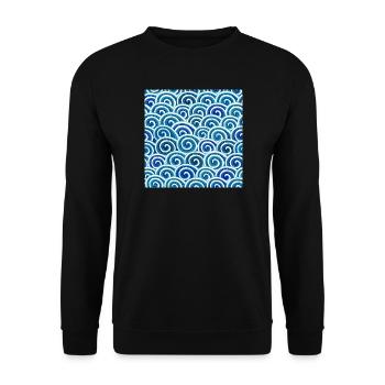 Expressive wave pattern in blue - Unisex Sweatshirt - black - Front - Alina (178cm) & Michal (187cm)