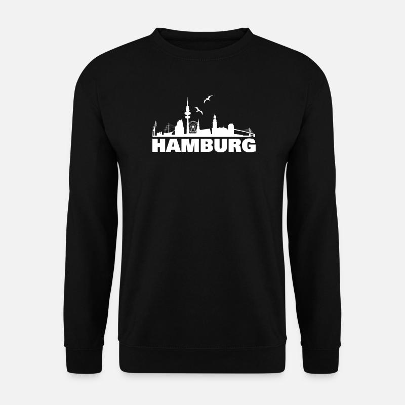 Hamburg Skyline Silhouette Design - Unisex Pullover - Schwarz