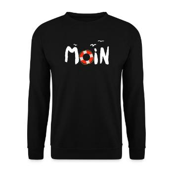 Moin Möwe Rettungsring nordisch - Unisex Pullover - Schwarz - Vorne - Alina (178cm) & Michal (187cm)