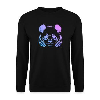 Panda Pandabär - Unisex Pullover - Schwarz - Vorne - Alina (178cm) & Michal (187cm)