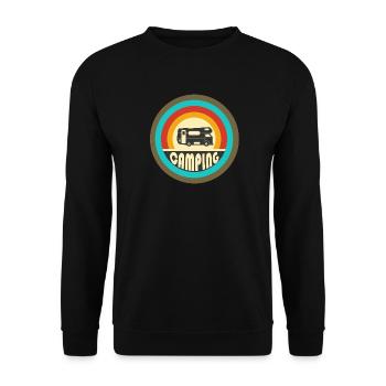 Camping Vintage Design / Geschenkidee - Unisex Pullover - Schwarz - Vorne - Alina (178cm) & Michal (187cm)