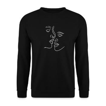 Verliebte Gesichter - Unisex Pullover - Schwarz - Vorne - Alina (178cm) & Michal (187cm)