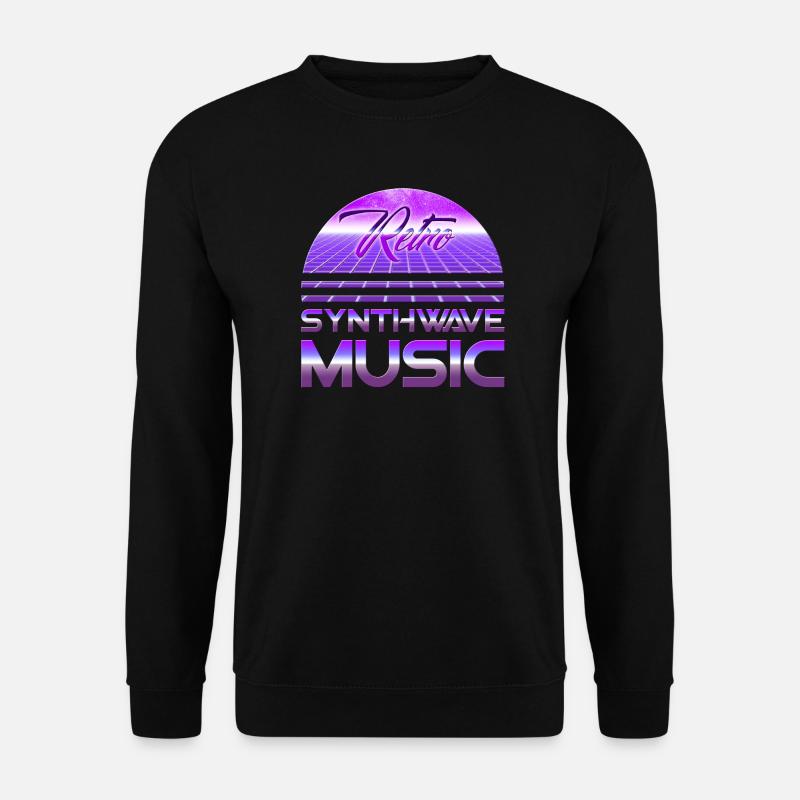 80s Neon Retro Synthwave Music Electronic Wave - Unisex Pullover - Schwarz