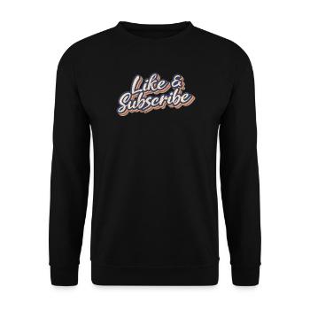 Like & Subscribe 70s Style - Unisex Sweatshirt - black - Front - Alina (178cm) & Michal (187cm)