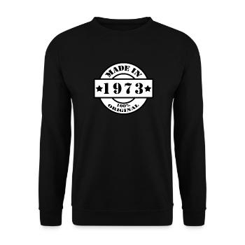 FAIT EN 1973 année de naissance année de fabrication cadeau vintage - Sweat-shirt Unisexe - noir - Devant - Alina (178cm) & Michal (187cm)
