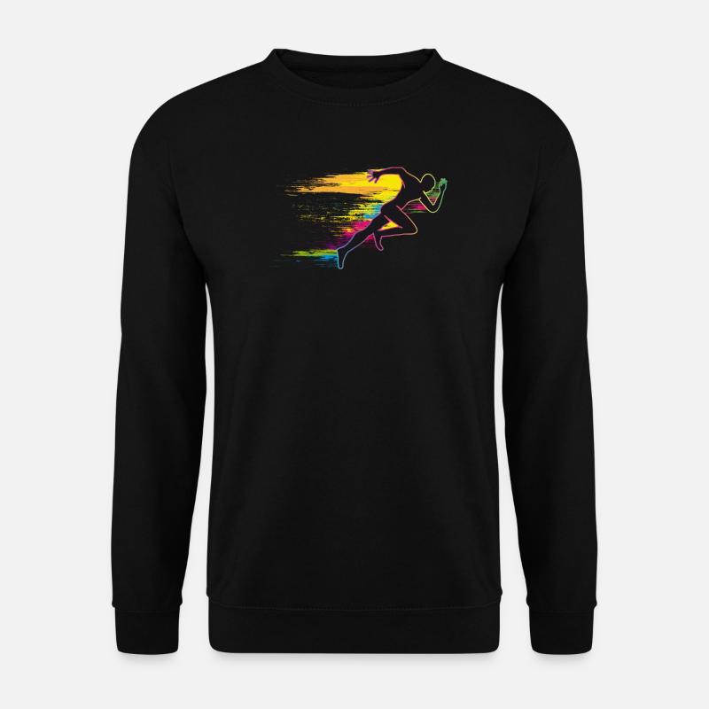 farbenfrohes Motiv eines Läufers beim Sprinten - Unisex Pullover - Schwarz