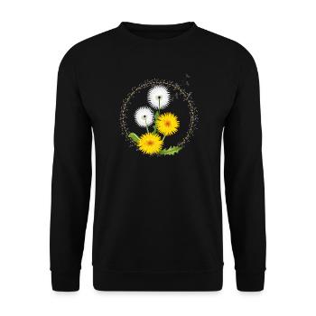 Pissenlits et fleurs de pissenlit jaune dans le cadre - Sweat-shirt Unisexe - noir - Devant - Alina (178cm) & Michal (187cm)