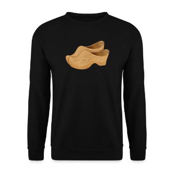 Two Dutch wooden shoes also called clogs - Unisex Sweatshirt - black - Front - Alina (178cm) & Michal (187cm)