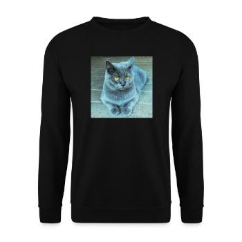 Gray Blue Cat with Golden Eyes - Unisex Sweatshirt - black - Front - Alina (178cm) & Michal (187cm)