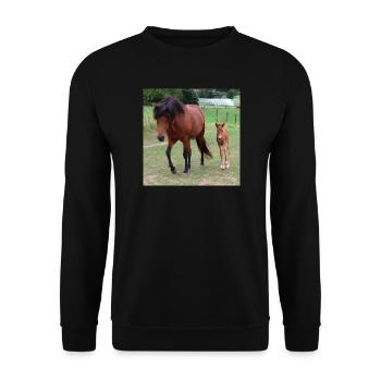 Pferd Pferdeposter - Unisex Pullover - Schwarz - Vorne - Alina (178cm) & Michal (187cm)
