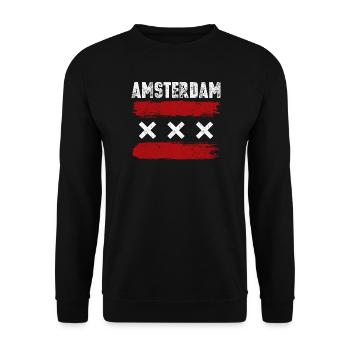 Amsterdam Red Brush Three X - Unisex Pullover - Schwarz - Vorne - Alina (178cm) & Michal (187cm)