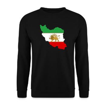 Iran Flag Lion and Sun - شیر خورشید پرچم - Unisex Sweatshirt - black - Front - Alina (178cm) & Michal (187cm)