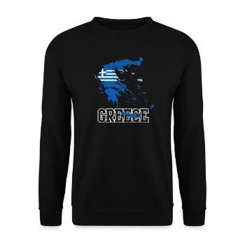 Greece Flag Map Design - Unisex Sweatshirt - black - Front - Alina (178cm) & Michal (187cm)