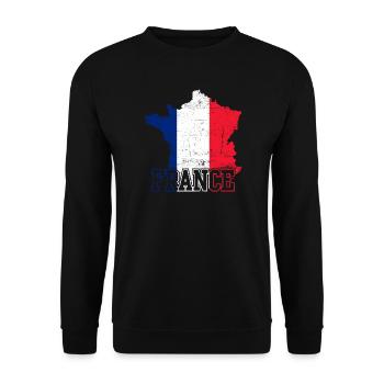 France Flag Map with Bold FRANCE Text - Unisex Sweatshirt - black - Front - Alina (178cm) & Michal (187cm)