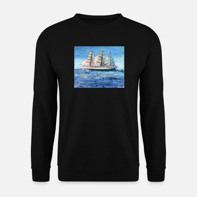 Gorch Fock Segelschiff auf stürmischem Meer - Unisex Pullover - Schwarz