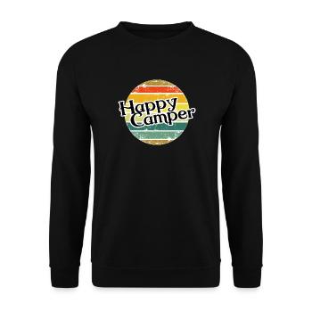 Happy Camper / Retro Vintage Camper Camping - Unisex Sweatshirt - black - Front - Alina (178cm) & Michal (187cm)