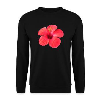 Vibrant hibiscus flower in tropical style - Unisex Sweatshirt - black - Front - Alina (178cm) & Michal (187cm)