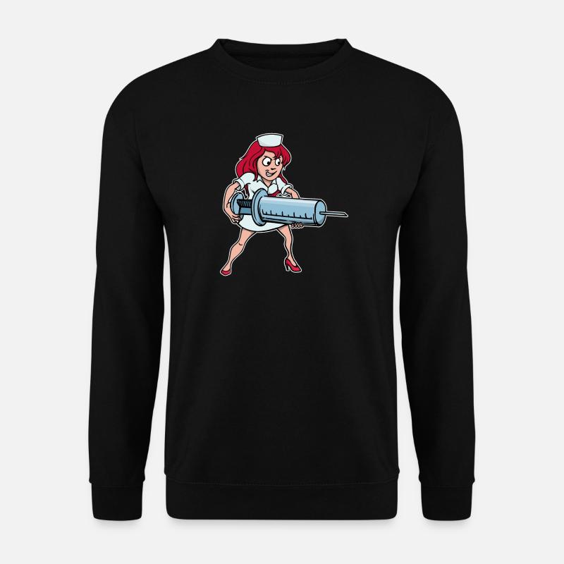 Spritze Impfung Krankenschwester Lustig Medizin - Unisex Pullover - Schwarz