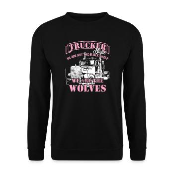 Proud truck driver Trucker Babe Brummi truck - Unisex Sweatshirt - black - Front - Alina (178cm) & Michal (187cm)