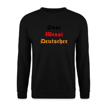 Ossi Wessi Mauer Weg Einheit Feiertag Deutschland - Unisex Pullover - Schwarz - Vorne - Alina (178cm) & Michal (187cm)
